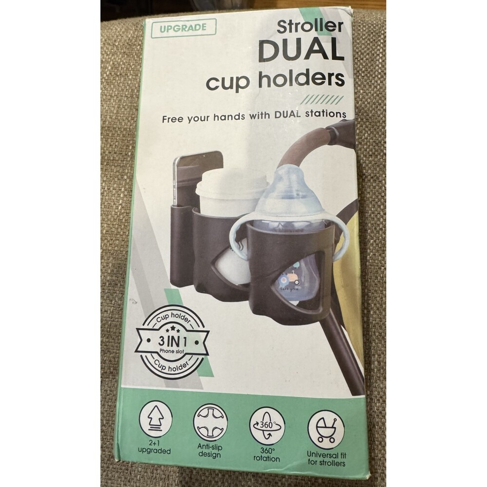 Stroller Cup Holder with Phone Holder, 3-in-1 Removable Bottle Holder New